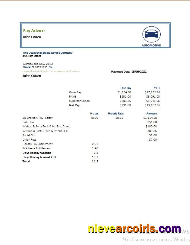Automotive company pay advise
